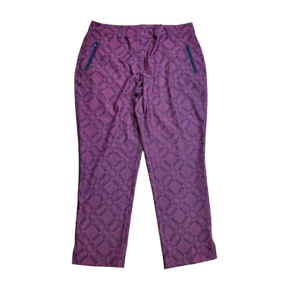 Slazenger Ankle Golf Pants Womens Red Melon Old Money Prep School Zip Pockets 10